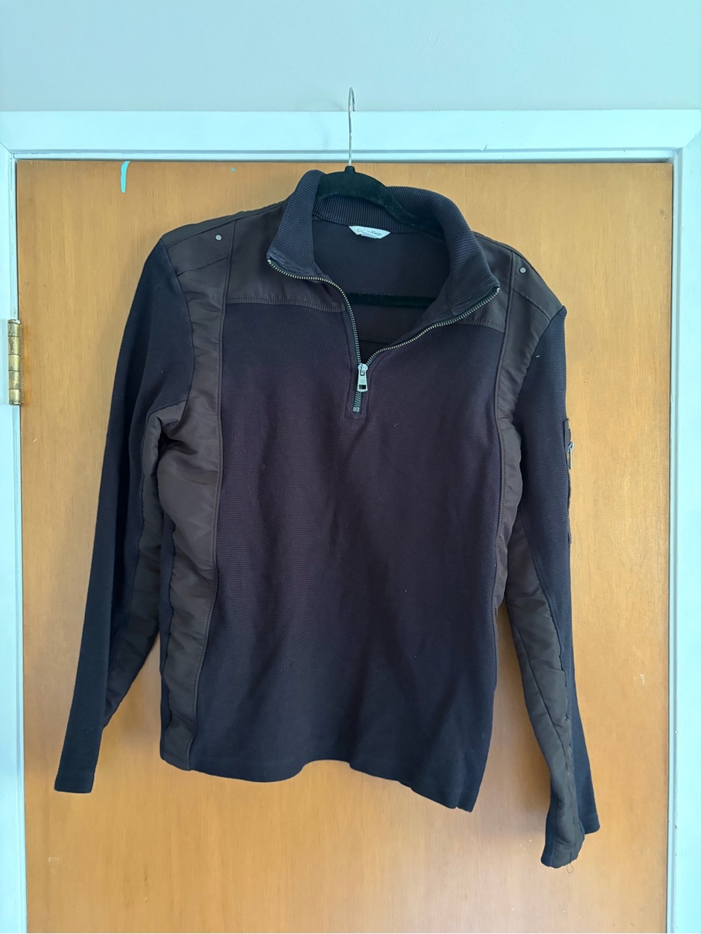 Womens Black Quarter-Zip Pullover Sweater